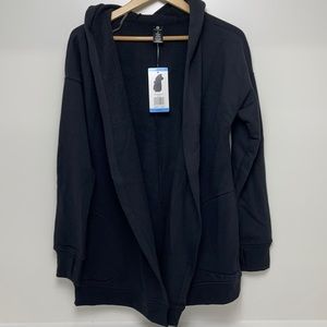 NWT Active Life open front hooded sweatshirt pockets black